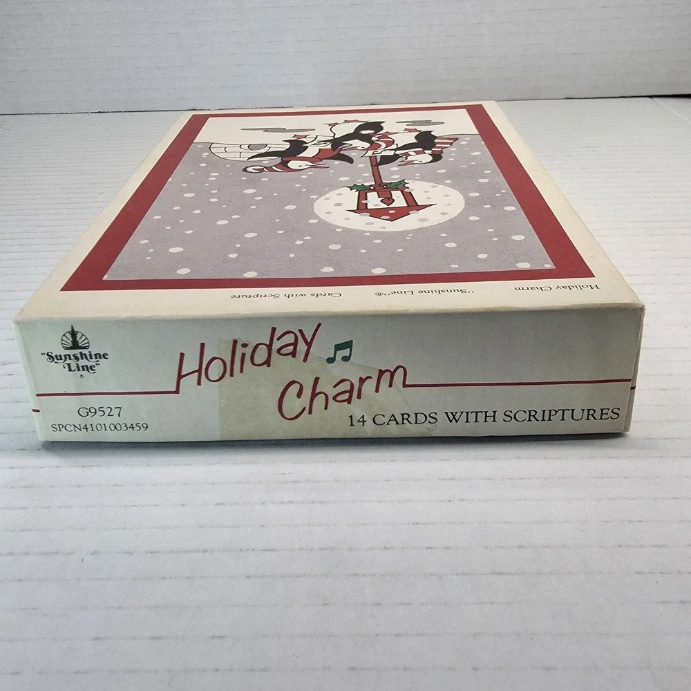 Vintage Sunshine Line Holiday Charm Christmas Cards Penguins Bears Scripture USA